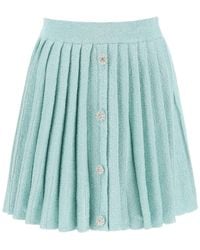 Self-Portrait - Mini Skirt In Sequin Knit With Diamanté Buttons - Lyst