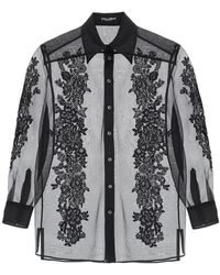Dolce & Gabbana - Organza Shirt With Lace Inserts - Lyst