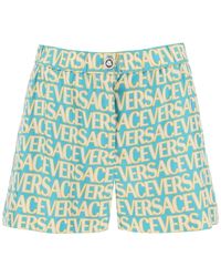 Versace - Monogram Print Silk Shorts - Lyst
