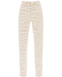 Ganni - Cream And Cotton Blend Swigy Jeans - Lyst