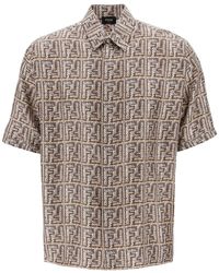 Fendi - Short-Sleeved Silk Shirt With Ff - Lyst