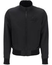 Balmain - Technical Satin Bomber Jacket With Embroidered Logo. - Lyst