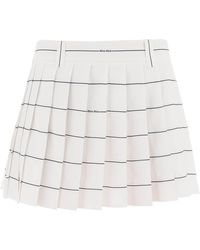 Miu Miu - Pleated Mini Skirt In Crepe Sablé - Lyst