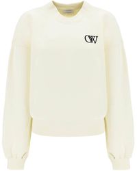 Off-White c/o Virgil Abloh - Off- Crew-Neck Sweatshirt With Flocked Logo - Lyst