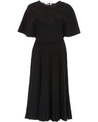 Valentino Pleated Jersey Dress - Black