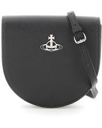 Vivienne Westwood Borsa A Tracolla In Pelle Saffiano - Nero