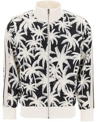 Palm Angels - Zip Up Sweatshirt With Palms Print - Lyst