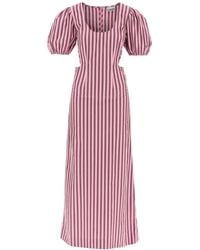 Ganni - Striped Maxi Dress With Cut-Outs - Lyst
