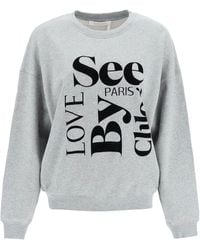 See By Chloé Sweatshirt With Flocked Logo Graphic - Grey