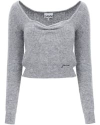 Ganni - Sweater With Sweetheart Neckline - Lyst