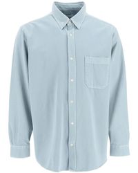 Camicia in spugnaSunspel in Cotone da Uomo colore Blu Uomo Abbigliamento da Camicie da Camicie casual e con bottoni 