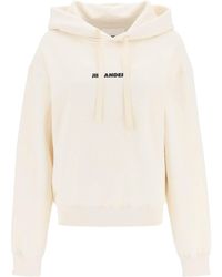 Jil Sander - FELPA CON CAPPUCCIO STAMPA LOGO - Lyst