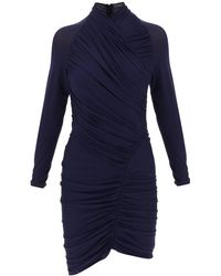 Ferragamo - Long-sleeved Draped Mini Dress - Lyst