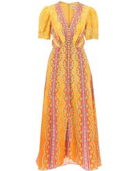 Saloni - Long Silk Dress Lea - Lyst