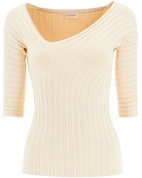 By Malene Birger - 'ivena' Ribbed Top With Asymmetrical Neckline - Lyst