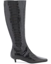 Totême - The Slim Knee High Boots In Crocodile Effect Leather - Lyst