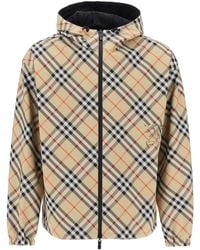 Burberry - Reversible Check Hooded Jacket With - Lyst