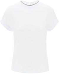 Brunello Cucinelli - Cotton T Shirt With Precious Coll - Lyst