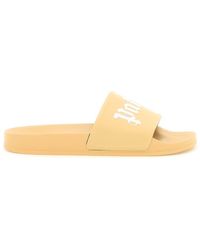 Palm Angels Pool Slides With Logo - Natural