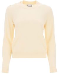 Ganni - Sweater With Butterfly Buttons - Lyst