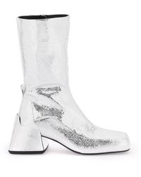 Jil Sander - Cracked-Effect Laminated Leather Boots - Lyst