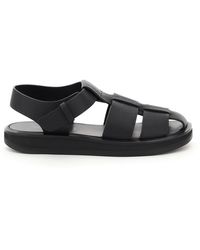 The Row - Fisherman Woven Textured-leather Sandals - Lyst
