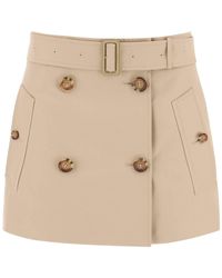 Burberry - Gabardine Mini Trench Skirt - Lyst
