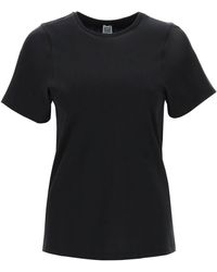 Totême - Toteme Monogram-embroidered Curved T-shirt - Lyst