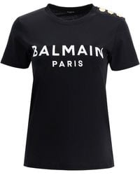 Balmain - Logo T-Shirt With Buttons - Lyst