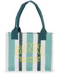 Ganni - Recycled Cotton Striped Tote Bag - Lyst