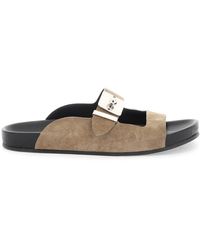 Lanvin - Suede Leather Slides For Women - Lyst