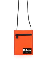 Alexander McQueen Crossbody Pouch With Graffiti Logo Embroidery Os Leather - Orange