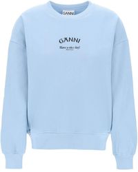 Ganni - Organic Cotton Insulated Sweatshirt For - Lyst