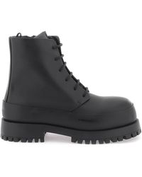 Ferragamo - Rubberized Leather Combat Boots - Lyst