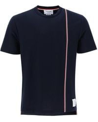 Thom Browne - Crewneck T-Shirt With Tricolor Intarsia - Lyst