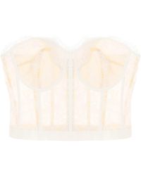 Alexander McQueen - Cropped Bustier Top In Lace - Lyst