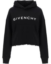 Givenchy - Cropped Hoodie With Logo Print - Lyst