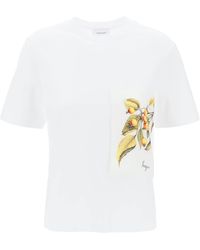 Ferragamo - T-Shirt Con Inserto Stampa Botanica - Lyst