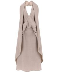 Fendi - Draped Dress In Pinstripe Flannel - Lyst