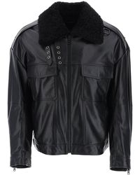 Dolce & Gabbana - Leather-and-fur Biker Jacket - Lyst