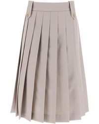 Miu Miu - Wool Gabardine Pleated Skirt - Lyst