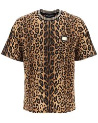 Dolce & Gabbana - Maglietta con stampa leopardata con - Lyst