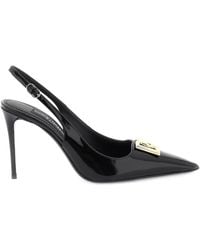 Dolce & Gabbana - Glossy Leather Lollo Slingback Pumps - Lyst