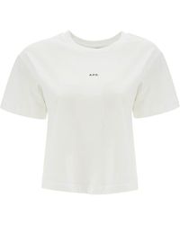 A.P.C. - Organic Cotton Boxy Cropped T-Shirt With Micro Embroidered Logo Gots - Lyst