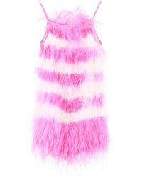 MSGM Feather & Viscose Mini Dress - Pink