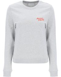 Maison Kitsuné - Crew-Neck Sweatshirt With Logo Lettering - Lyst