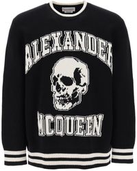 Alexander McQueen - Varsity Sweater With Skull Motif - Lyst