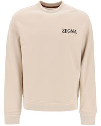 Zegna - Crewneck Sweatshirt With Rubberized Logo - Lyst