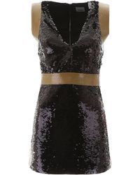 Burberry Tape Detail Sequinned Mini Dress - Black
