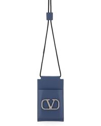 Valentino Garavani Leather Identity Phone Case With Shoulder Strap 